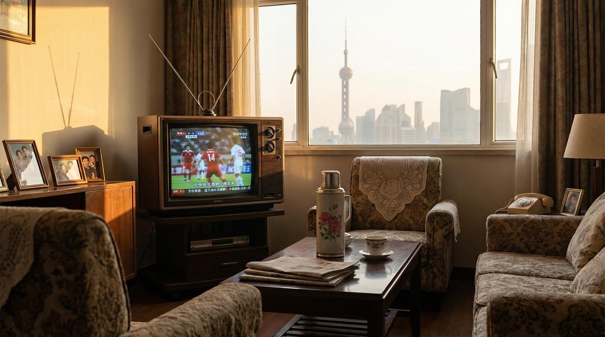 上海家庭客厅中复古电视播放体育节目 - bb体育
