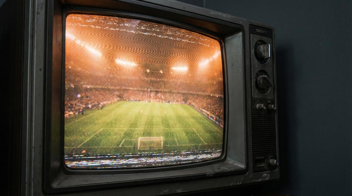 复古电视显示足球场画面 - bb体育